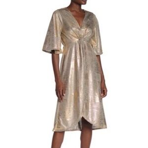 NWT Nordstrom Superfoxx Gold Metallic Dress Size L
